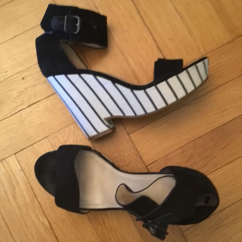 SEE BY CHLOE STRIPED SUEDE AND CANVAS PLATFORMS